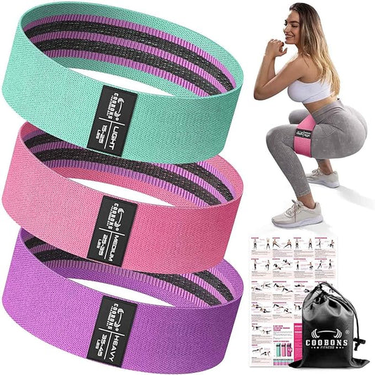 Fabric Resistance Bands for Working Out - Exercise Bands for Women and Men, Booty Bands for Legs and Glute, Yoga, Pilates, Rehab, Fitness and Home Workout-FlexoryFit