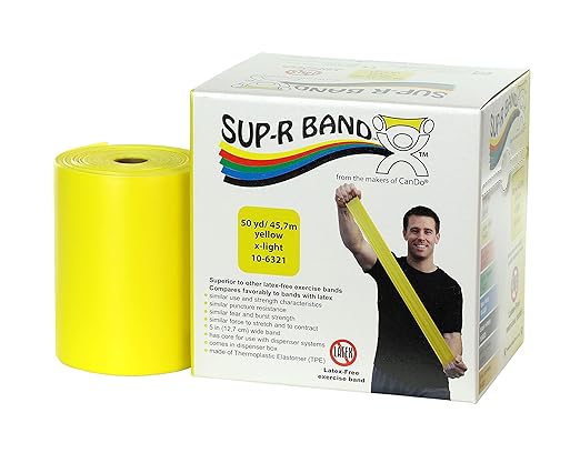 CanDo 10-6321 Sup-R Latex Free Exercise Band, 50 yd Roll, Yellow-X-Light-FlexoryFit