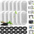 12 Pack Cat Water Fountain Filters, Replacement Filters & Pre-Filter Sponges for 3.2L/108Oz & 67oz/2L Stainless Steel Pet Fountain