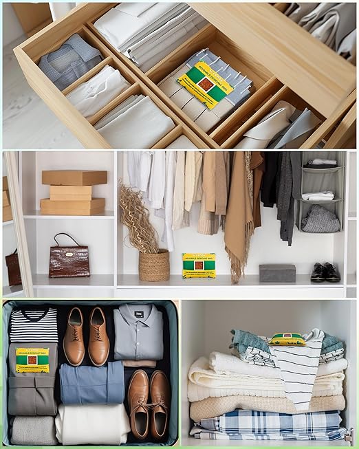 4 x 500g Rechargeable Silica Gel Car Dehumidifier, Moisture Absorber with Transparent Indicator Window, Reusable Desiccant Packs for Closet, Basement, Gun Safe, RV,Garage & Storage