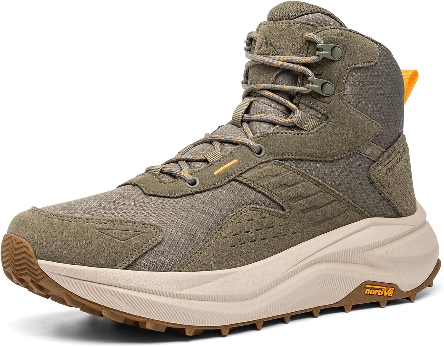 NORTIV 8 Men's Wide Toe Box Hiking Boots Low Drop Waterproof Outdoor Trekking Camping Shoes for Plantar Fasciitis Bunion Katahdin
