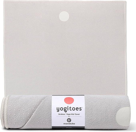 Manduka Yogitoes Yoga Towel – Rubber Grip Dots Non-Slip Bottom, Quick Dry Fitness Towel for Hot Yoga, Pilates, Exercise-FlexoryFit
