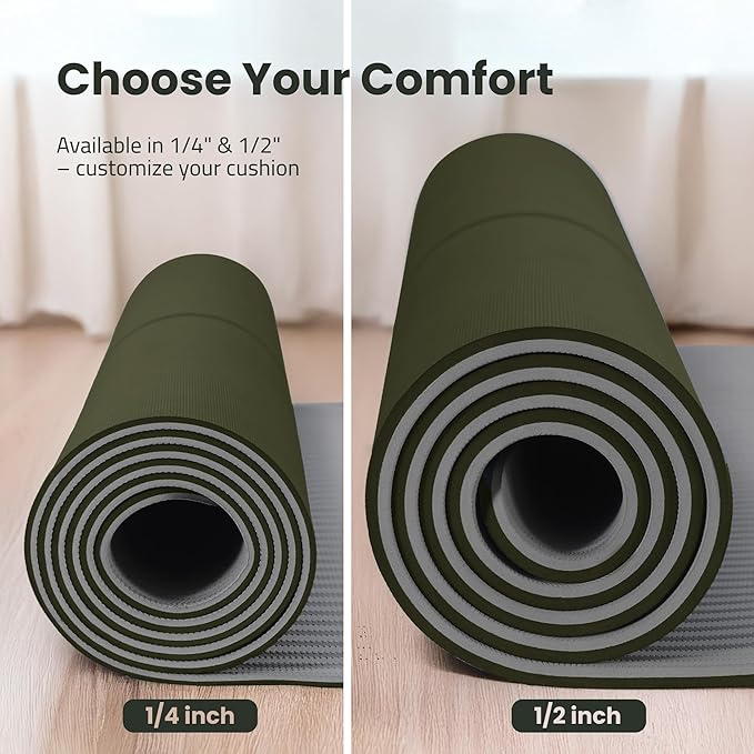 Extra Wide Yoga Mat for Men Women (72"L x 36"W) Non Slip Fitness & Exercise Mat with Alignment Marks for Yoga, Pilates, Floor Workouts-FlexoryFit