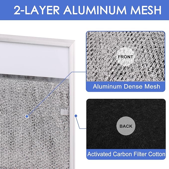 Range hood Filter Aluminum Filter with Light Lens 11-1/2 X 11-3/4 X 3/8 Thickened aluminum frame for Broan R610045, R610050, SR610045, Estate 883093, 883103, 883149, 1017892, 14210156, and more 1 Pcs