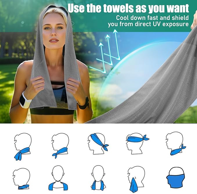 Cooling Towels Pack of 30, 40"*12" Neck Cool Towel Bulk, Cold Towels for Neck and Face, Cooling Rags Sports Towel for Hot Weather, Running, Soccer, Yoga, Gym, Golf-FlexoryFit