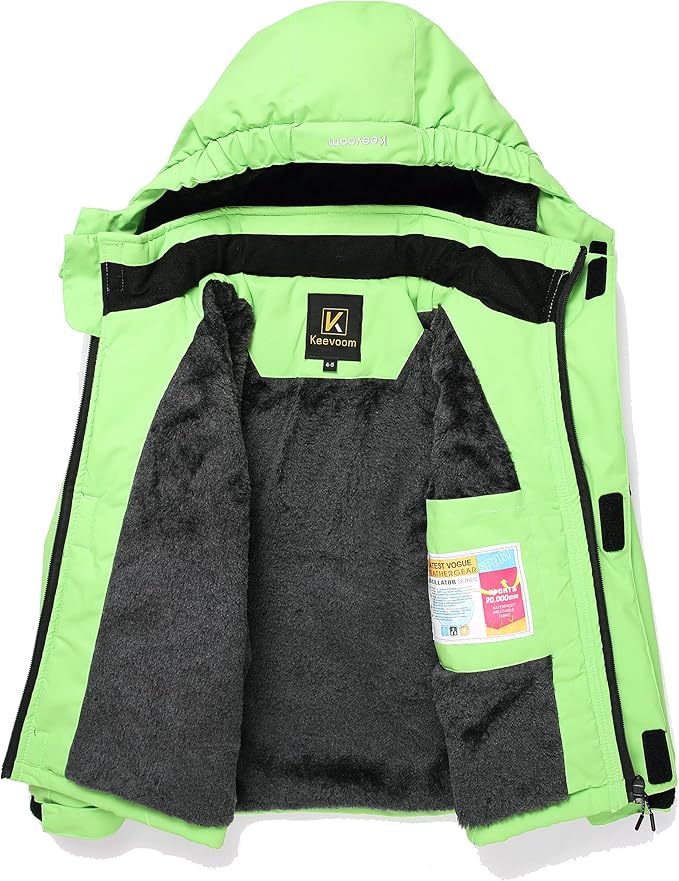 Keevoom Boys Winter Coat Ski Jacket Windproof Kids Snowboard Warm Fleece Snow Coat Waterproof Outdoor Hooded Ski Coats-FlexoryFit