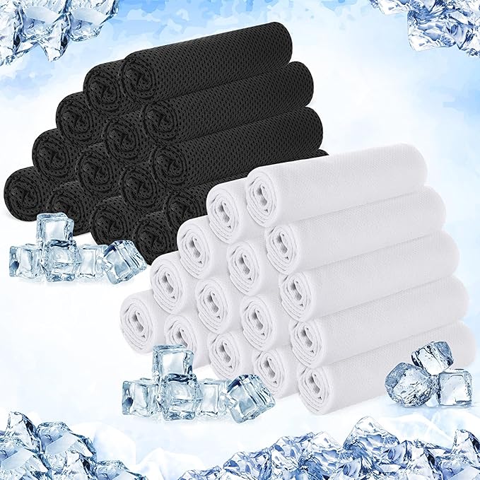 Hosuly 30 Pack Cooling Towels, 40"x12" Ice Breathable Soft Chilly Sweat Rag Microfiber Workout Rags for Gym Cooling Towels for Neck and Face for Yoga Golf Sport Running-FlexoryFit