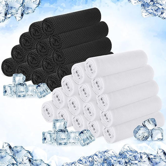 Hosuly 30 Pack Cooling Towels, 40"x12" Ice Breathable Soft Chilly Sweat Rag Microfiber Workout Rags for Gym Cooling Towels for Neck and Face for Yoga Golf Sport Running-FlexoryFit