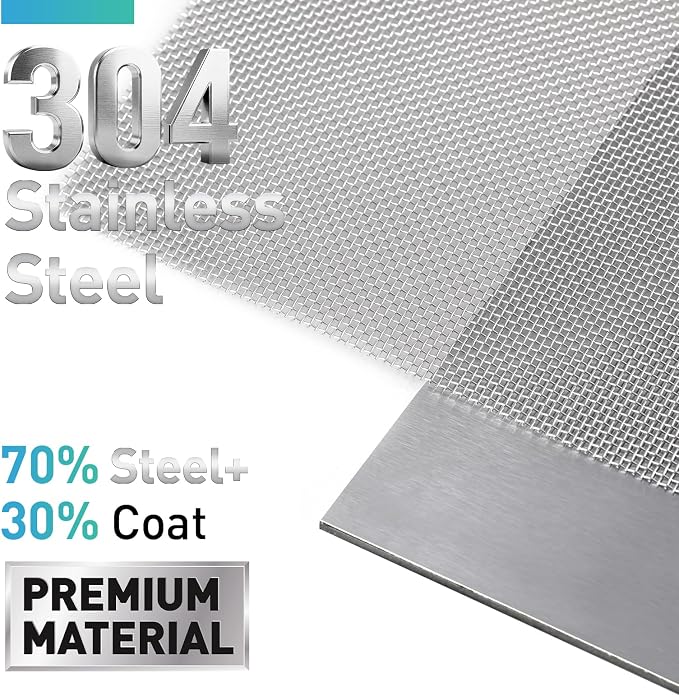304 Stainless Steel Mesh Window Screen Roll, 35IN x 98.43FT Silver Metal Window - Image 2