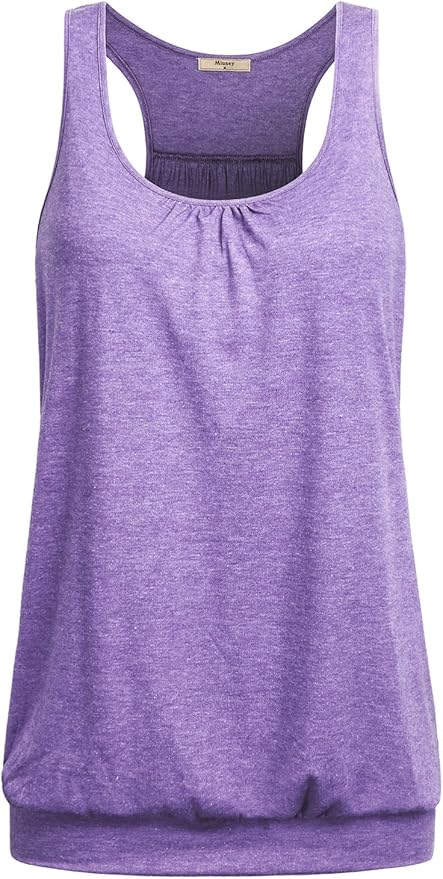Miusey Womens Sleeveless Round Neck Loose Fit Racerback Yoga Tank Top-FlexoryFit