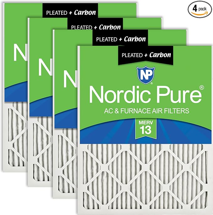 Nordic Pure 16x30x1 Pleated Air Filters MERV 13 Plus Carbon 4 Pack by NordicPure