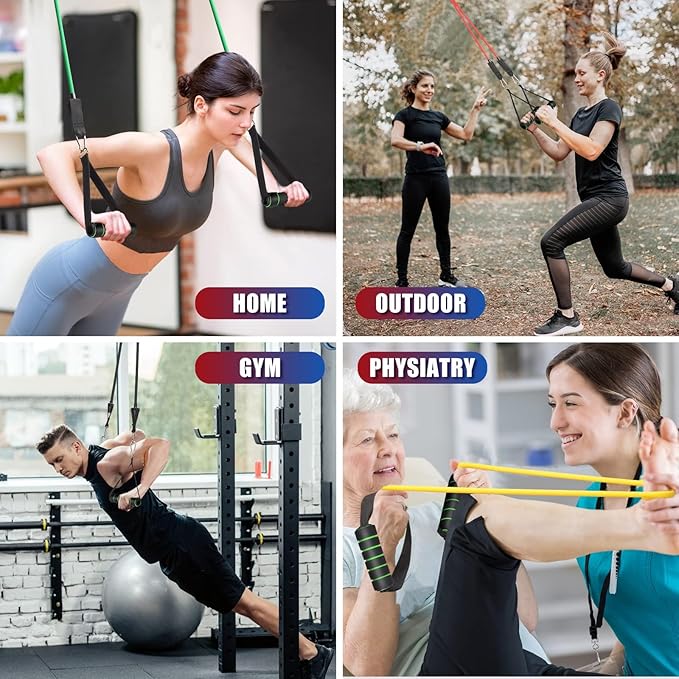 Exercise Resistance Bands with Handles for Working Out, 150/200/250/300 lbs Workout Bands Set with Door Anchor for Physical Therapy, Yoga, Pilates-FlexoryFit