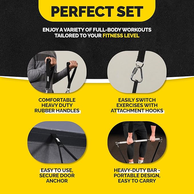Long Resistance Bands for Working Out Men and Women - Set of 5 Pull-Up Bands, Rubber Handles and Door Anchor - Workout Bands Resistance for Men - Exercise Bands Resistance Bands Set-FlexoryFit