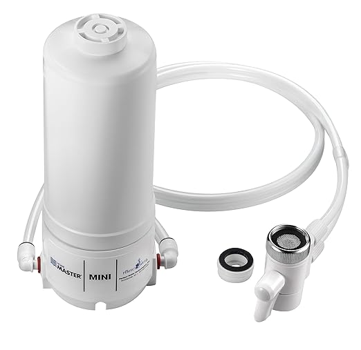 Home Master HM-Mini Countertop Faucet Filter, 1500 Gallon Replaceable Filter, 1 Micron Absolute NSF Certified, Removes Chlorine, Chemicals, VOCs, TTHMs & More, Made in USA
