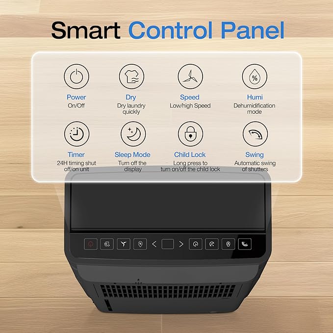 PHILODECO 80 Pint 4500 Sq.Ft with Drain Hose, Automatic Defrosting, Intelligent Humidity Control with 24HR Timer, Smart Quiet Dehumidifier, for Basement, Bathroom, Bedroom, Home, Black