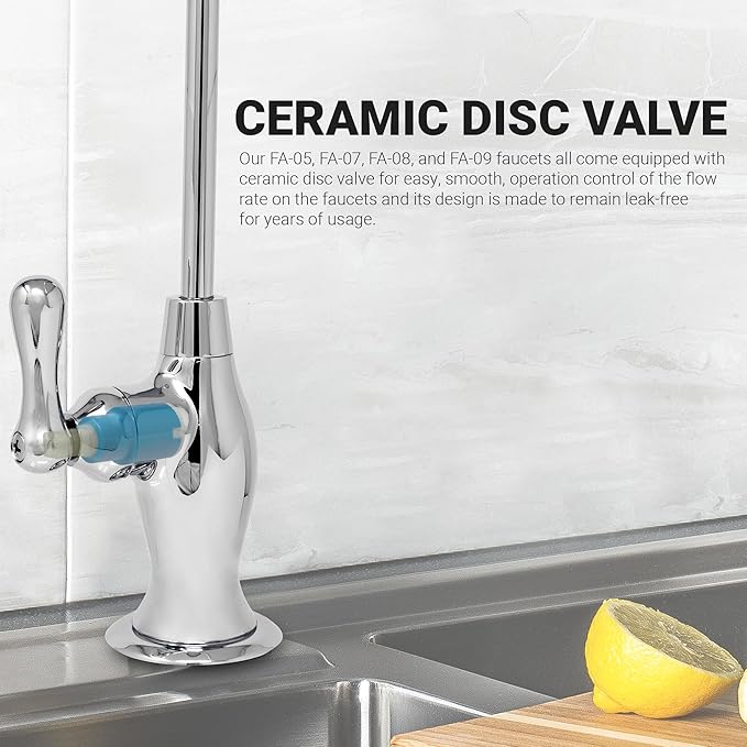 Reverse Osmosis Faucet Drinking Water Filtration System - Non Air Gap, Vase Style with Wrench (Chrome)