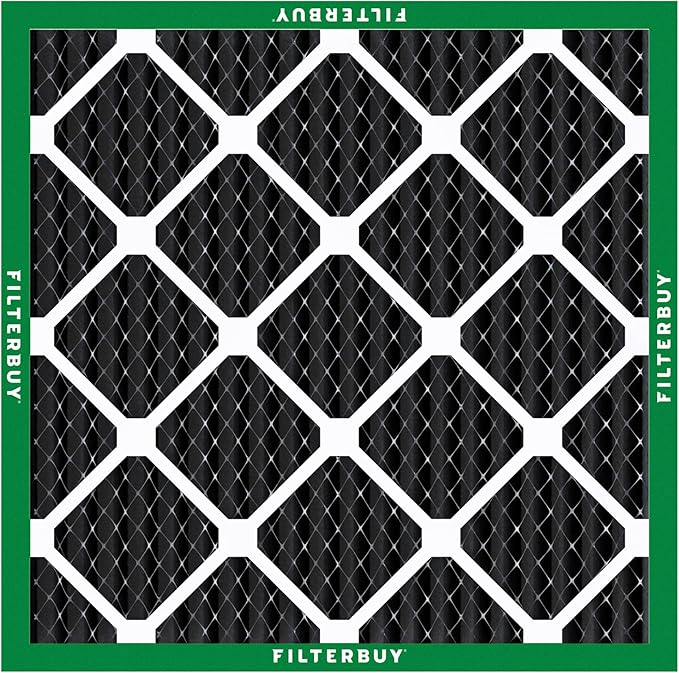 Filterbuy 25x25x1 Air Filter MERV 8 (MPR 700) Odor Eliminator Replacement (4-Pack), Electrostatic Pleated HVAC AC Furnace Filters w/Activated Carbon, Made in USA (Actual Size: 24.50 x 24.50 x 0.75)