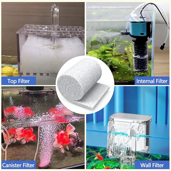Classic Koi Pond Filter Pad, 18” x 72" Thick Aquarium Filter Floss Roll Reusable Cut to Fit Aquarium Media Pad for Outdoor Koi Ponds, Aquariums, Fish-Safe Polyester Material