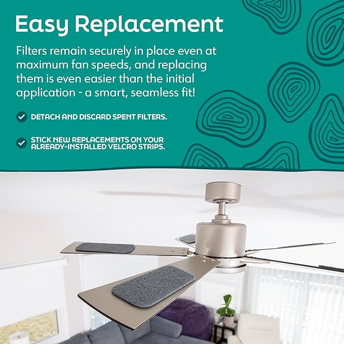 Ultra Fresh Ceiling Fan Filters | Made with Zeolite and Coconut Shell Carbon to Trap All Odors and Airborne Contaminants | Fits All Ceiling Fans (3-Pack)