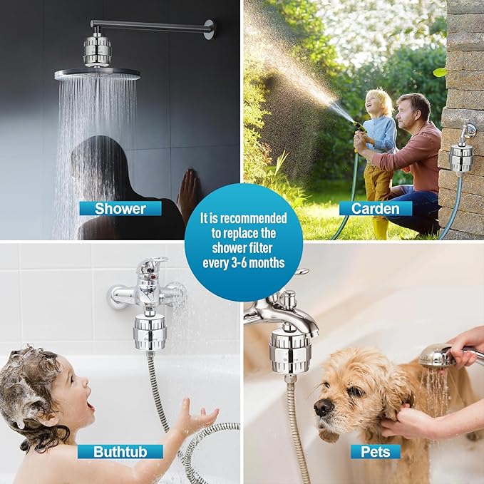 Shower Filter, 20-Stage Showerhead Filters, High Output Shower Head Filter for Hard Water, Water Softener Reduces Dry Skin, Dandruff, Eczema and Improves Skin, Hair and Nails, Black