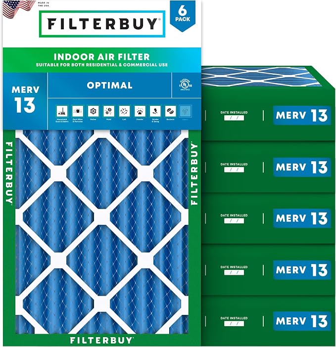 Filterbuy 12x20x4 Air Filter MERV 13 Optimal Smoke & Allergy Defense, by Filterbuy