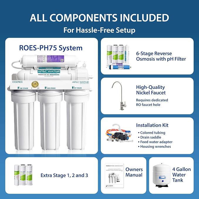 APEC Water ROES-PH75X 6-Stage Alkaline Under Sink Reverse Osmosis Water Filter - Image 3