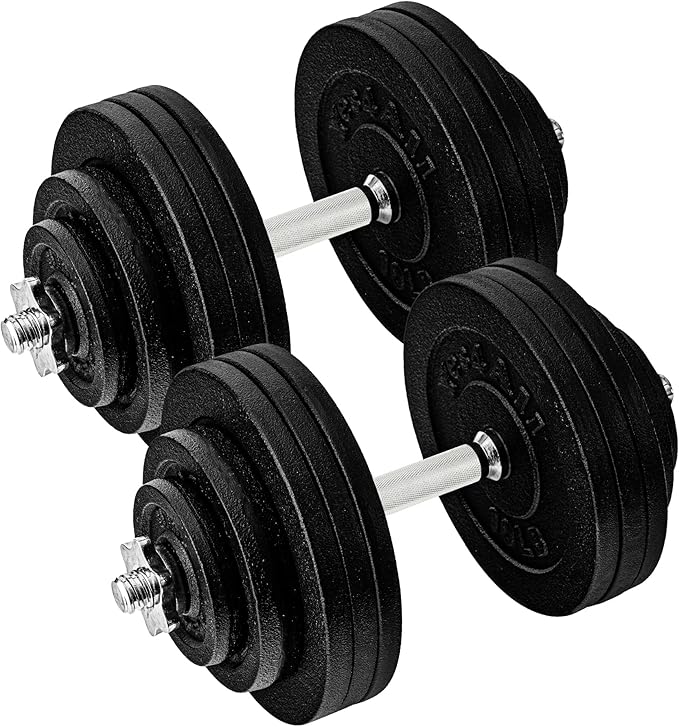 Yes4All Old School Adjustable Dumbbell Set with Weight Plates, Star Lock Collars/Connector, 40lbs to 200lbs Adjustable Weight Plates Set-FlexoryFit