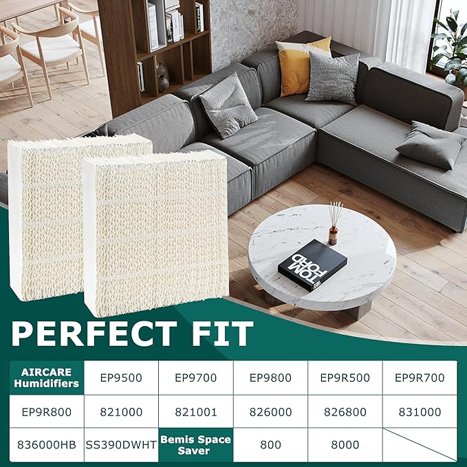 TOMOON 1043 Super Wick Humidifier Filter 2 Pack -Replacement for Essick Air Aircare 831000 EP9500 EP9700 EP9800 826000 821000 826800 and Bemis Spacesaver 800 8000 Evaporative Series air humidifier