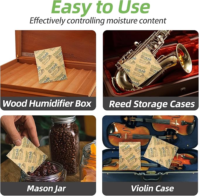 45 Pack 85% RH Size 8 Two-Way Humidity Control Packs for Wooden Musical Instruments, 8 Gram Moisture Control Packets for Bagpipe Reeds, Saxophone Reeds Individually Wrapped