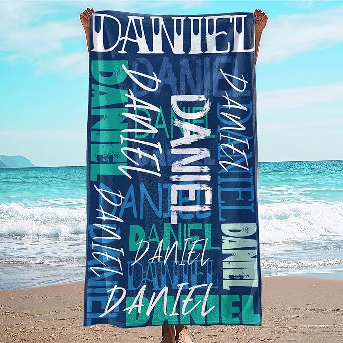 JML Personalized Beach Towel with Name, Custom Beach Towel with Name, Customized Microfiber Pool Towel, Quick Dry & Absorbent Swim Towel for Adult,Anniversary, Birthday, Summer Holiday,Vacation-FlexoryFit