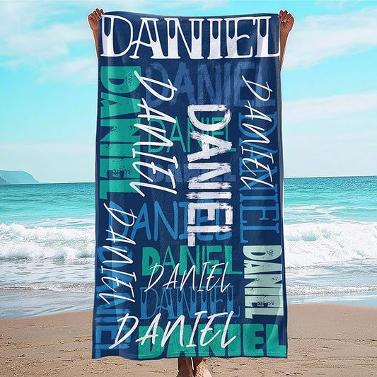 JML Personalized Beach Towel with Name, Custom Beach Towel with Name, Customized Microfiber Pool Towel, Quick Dry & Absorbent Swim Towel for Adult,Anniversary, Birthday, Summer Holiday,Vacation-FlexoryFit
