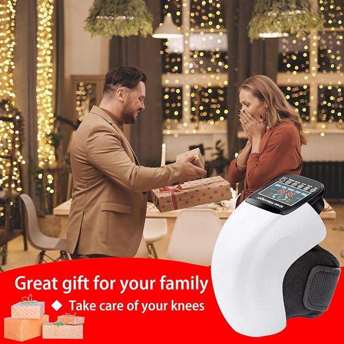 Knee Massager, Cordless Massager with Heat and Compression LED Screen Wearable Infrared Vibration Rechargeable Electronic Massage for Joint Pain Injury Swelling Stiffness, 1.0 Count-FlexoryFit