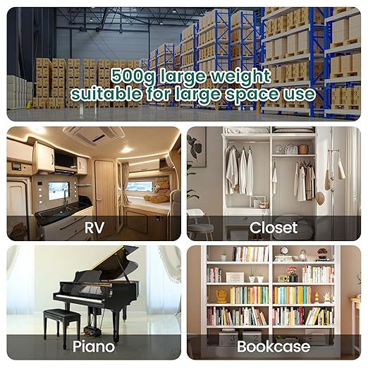 6 x 500 Gram Rechargeable Silica Gel Desiccant Packs, Microwave Reactivated Moisture Absorbers, Color Indicating Reusable Dehumidifier for Car, Closet, Basement, Garage