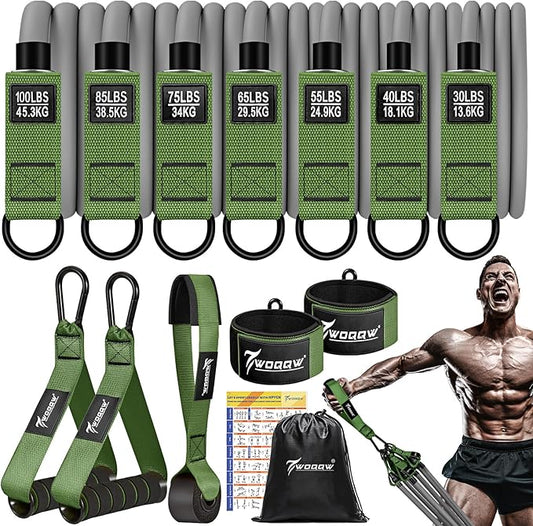 Heavy Resistance Bands for Working Out, 350lbs/450lbs Exercise Bands with Handles, Workout Bands Set for Men, Fitness Weight Bands for Muscle Strength Training, Stretching, Slim, Home Gym Equipment-FlexoryFit