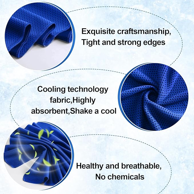 Shellwei 50 Pcs Cooling Towel 40 x 12 Inch Microfiber Workout Towels Breathable Chilly Towel Ice Cool Cold Towels Bulk Fast Drying Absorbent Sweat Rag for Neck Yoga Sports Golf Gym-FlexoryFit