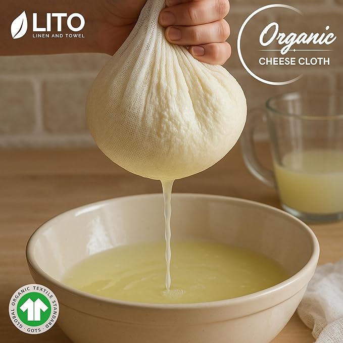 Cheesecloth | Nut Milk Bag, Fine Mesh Filter, Reusable Straining| Grade 90 (1 Sq yard) | Cotton Unbleached Butter Muslin cloth for Cooking, Yogurt, Juicing| Cheese Cloth for Crafts| 2 Pack (9 Sq Feet)