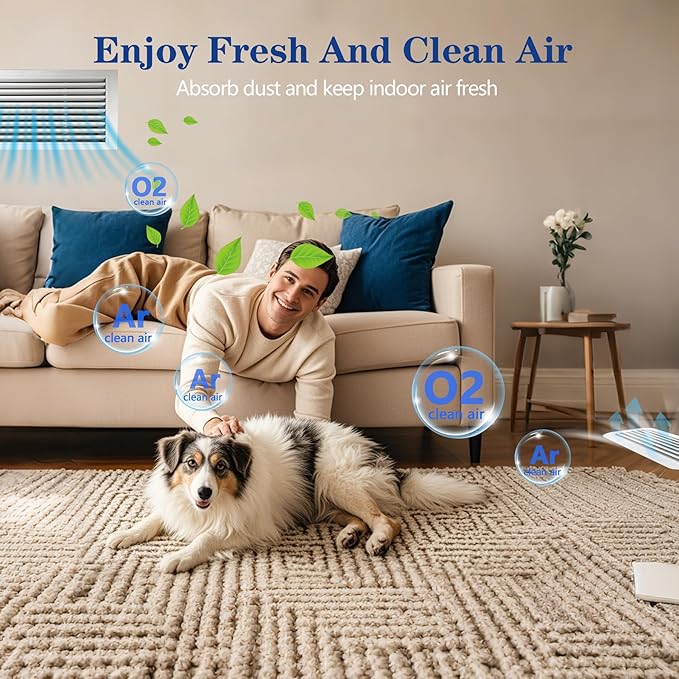 Air Vent Filters, 12"X90" Cut to Size Air Filter Material, MERV 8 Electrostatic Air Filter Roll, Blue & White Vent Filters for Home Floor, Rv Ac Vent, Ceiling, Refrigeration, HVAC Furnace Vent, Etc