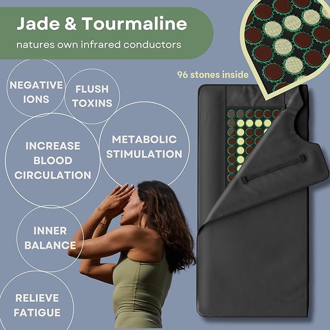 Pro M3 - Infrared Sauna Blanket | Detox, Wellbeing & Recovery | Highest Grade Materials + Jade & Tourmaline for Enhanced Therapy, Adjustable Temp 77-176°F, 6ft x 3ft (Mineral Edition)