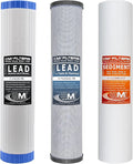 Applied Membranes Inc. 3-Stage Whole-House Water Filter Cartridge Replacements, Includes 20-Inch Sediment, Carbon, and Lead Filter Cartridges
