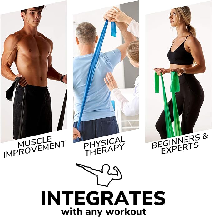 7Ft Long Resistance Bands for Stretching - Resistance Bands Set with Door Anchor - Exercise Bands Including Carry Pouch, E-Book & App - Latex-Free Workout Bands-FlexoryFit