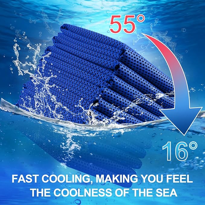 Shellwei 50 Pcs Cooling Towel 40 x 12 Inch Microfiber Workout Towels Breathable Chilly Towel Ice Cool Cold Towels Bulk Fast Drying Absorbent Sweat Rag for Neck Yoga Sports Golf Gym-FlexoryFit