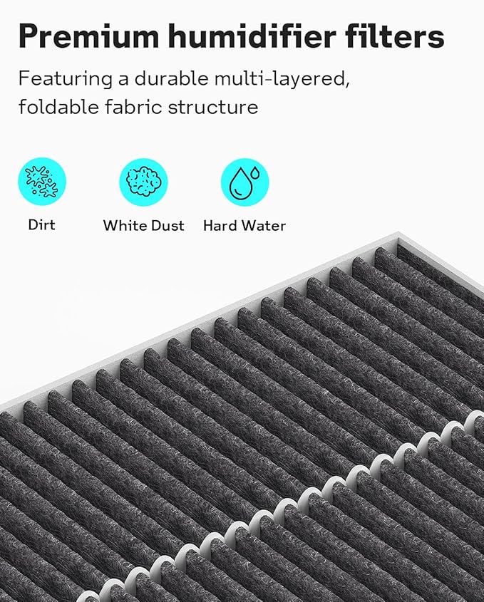 Leemone 8-Pack Replacement Filters for LEVOIT Superior 6000S Smart Evaporative Humidifier, Captures Large Particles & Minerals, Gray