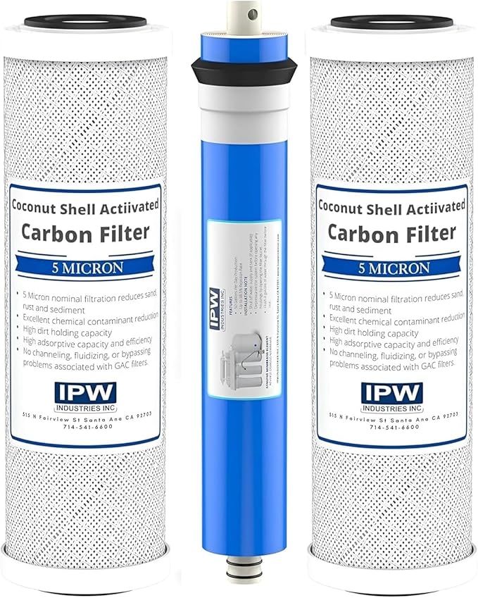 IPW Industries Universal 3-Stage Under Sink Reverse Osmosis Replacement Filter Kit | Replace Every 6-12 Months for Pure, Refreshing Water