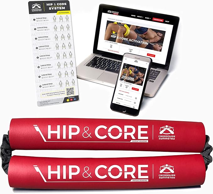 Crossover Symmetry Hip & Core System - Loop Resistance Home Workout Bands to Stretch and Strengthen Legs, Butt, HIPS, Thighs and Glutes, Includes Online Exercise & Training Guide-FlexoryFit