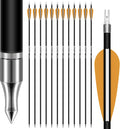 SUNYA 12-Pack 30 Inch Carbon Arrows Spine 500 or 400 for 40-60 LBS Bows｜Switch to Recurve/Compound Modes, Anti-Loose O-Ring & TPU Vanes for Hunting/Target Practice