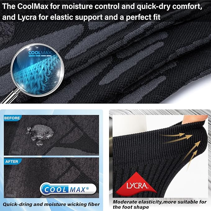 Hylaea Quarter Athletic Running Socks No Blister, Cushion Moisture Wicking Socks for Cycling Sport-FlexoryFit