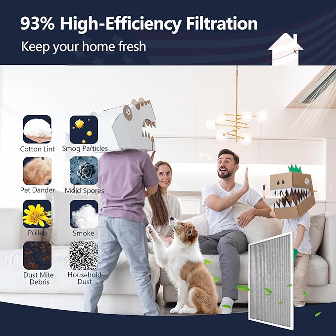 16x25x1 Electrostatic Air Filter, MERV 8 Reusable Aluminum AC/HVAC Furnace Filters, Washable Permanent Air Filter, Lasts a Lifetime, Easy to Clean (Actual Size:15.50x24.65x0.82)