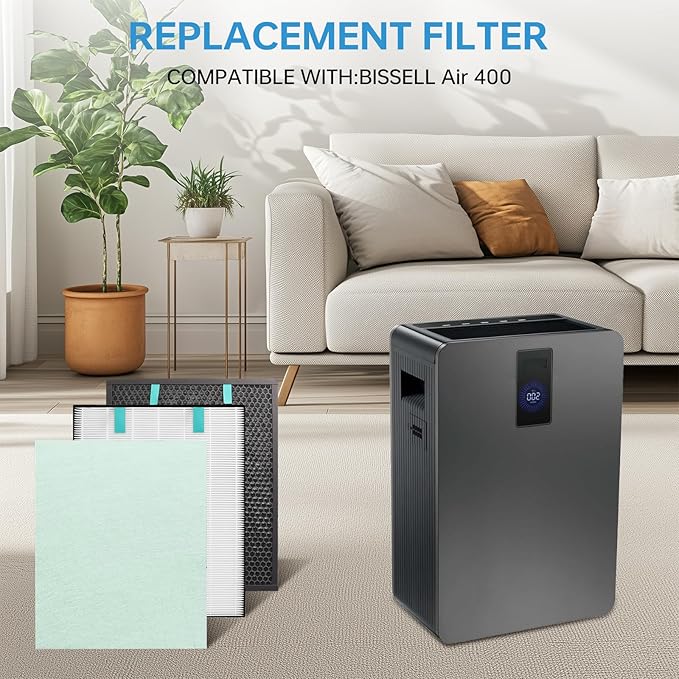 Air400 Filter Replacement for Bissell Air400, 1 Filter, 1 Carbon Post Filter, 4 Pre Filter, Compared to Part 2521 and 2520 (1 Sets Air400)