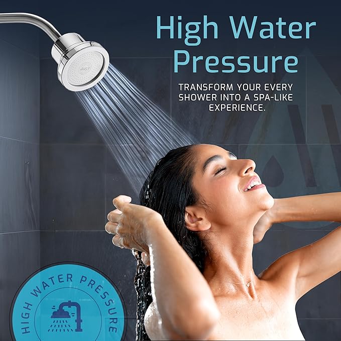 Mist Filtered Shower Head, Revitalizing 15 stage Shower Filter Combo, Improves The Condition of Your Skin & Hair, Shower Water Softener with High Output, Chrome - Shower filter for Hard Water