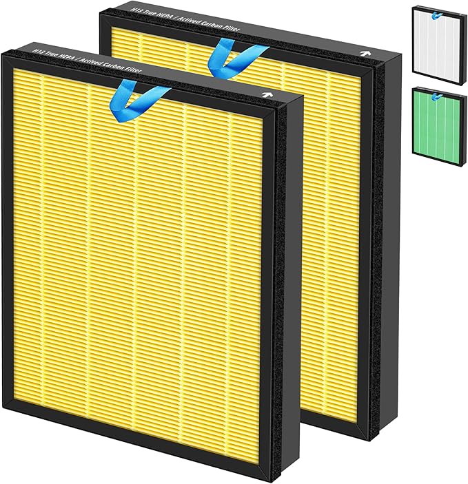 Vital 100S HEPA Pet Allergy Replacement Filter for LEVOIT Vital 100S/100S-P Air Purifier,3-in-1 H13 True HEPA High-Efficiency Activated Carbon Filter,Vital 100S-RF-PA (LRF-V102-YUS), 2 Pack, Yellow